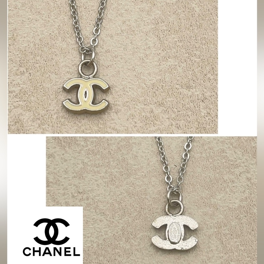 CHANEL CC Silver Tone Necklace